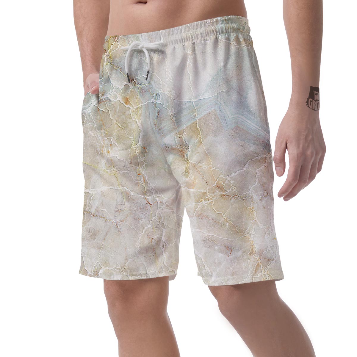 Natural Brown Marble Men's Shorts-grizzshop