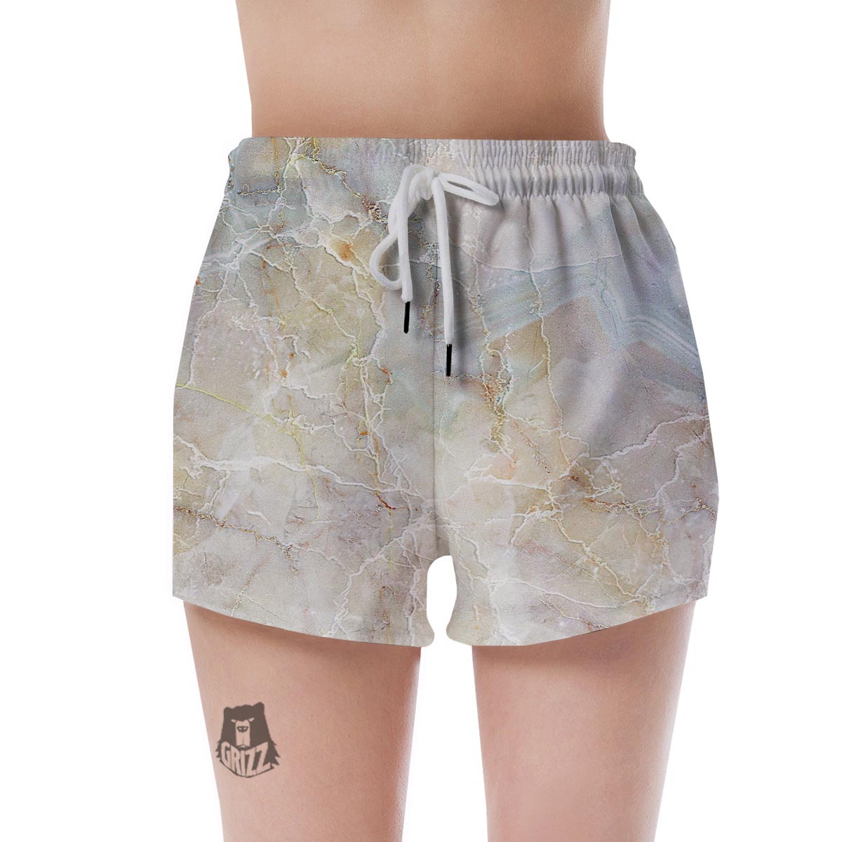 Natural Brown Marble Women's Shorts-grizzshop