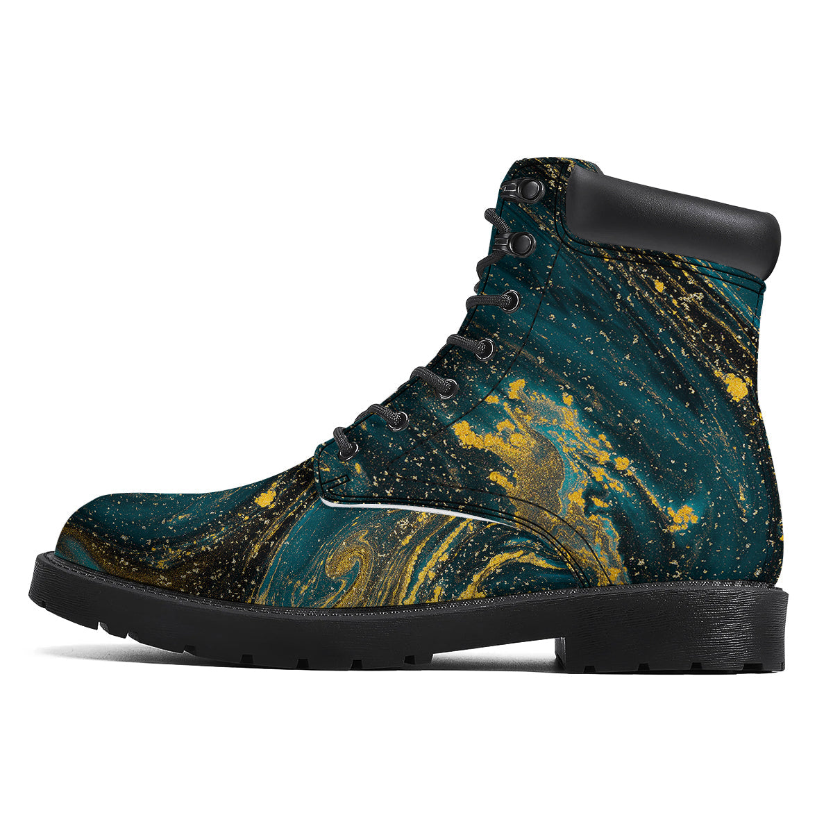 Natural Luxury Blue And Gold Marble Print Boots-grizzshop