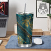 Natural Luxury Blue And Gold Marble Print Tumbler-grizzshop