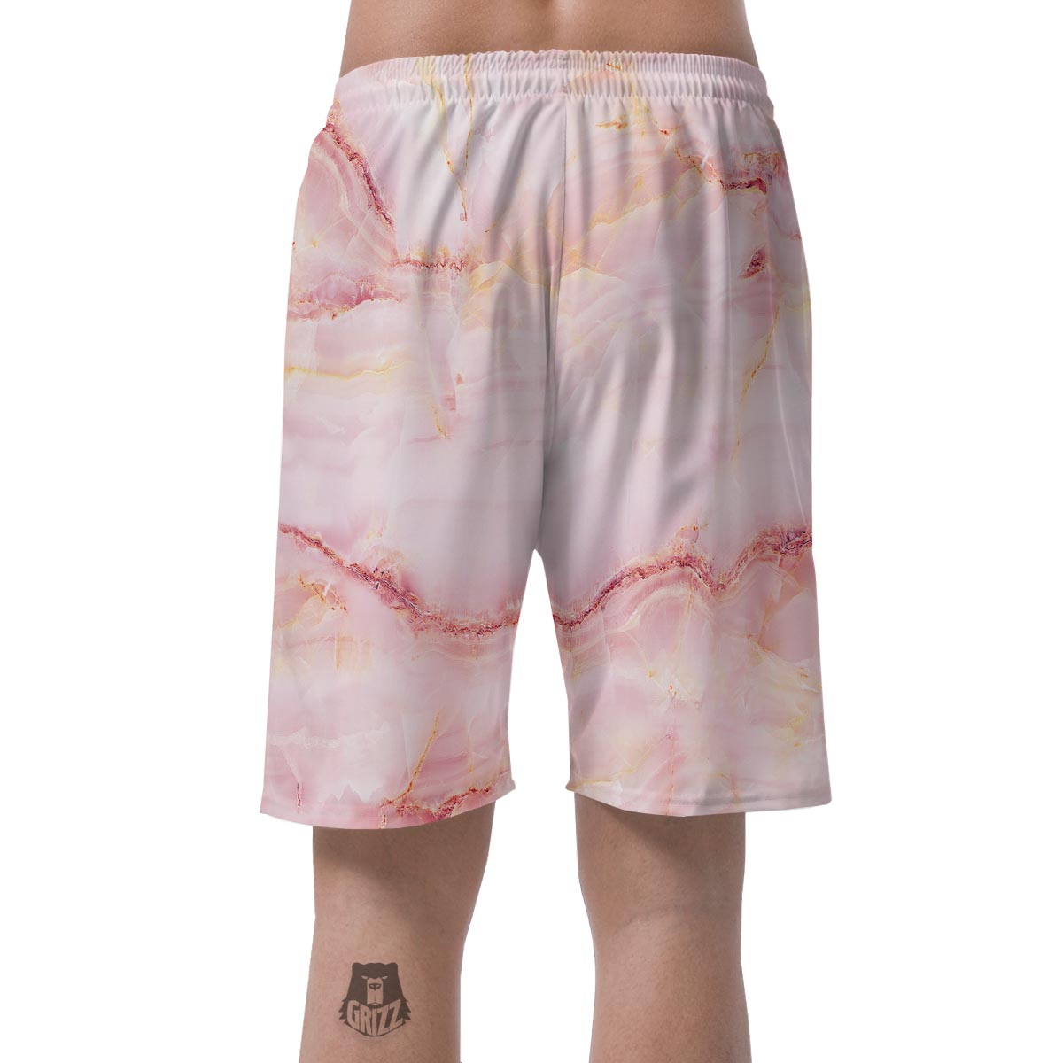 Natural Pink Marble Men's Shorts-grizzshop