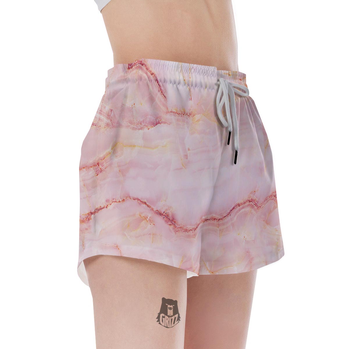 Natural Pink Marble Women's Shorts-grizzshop