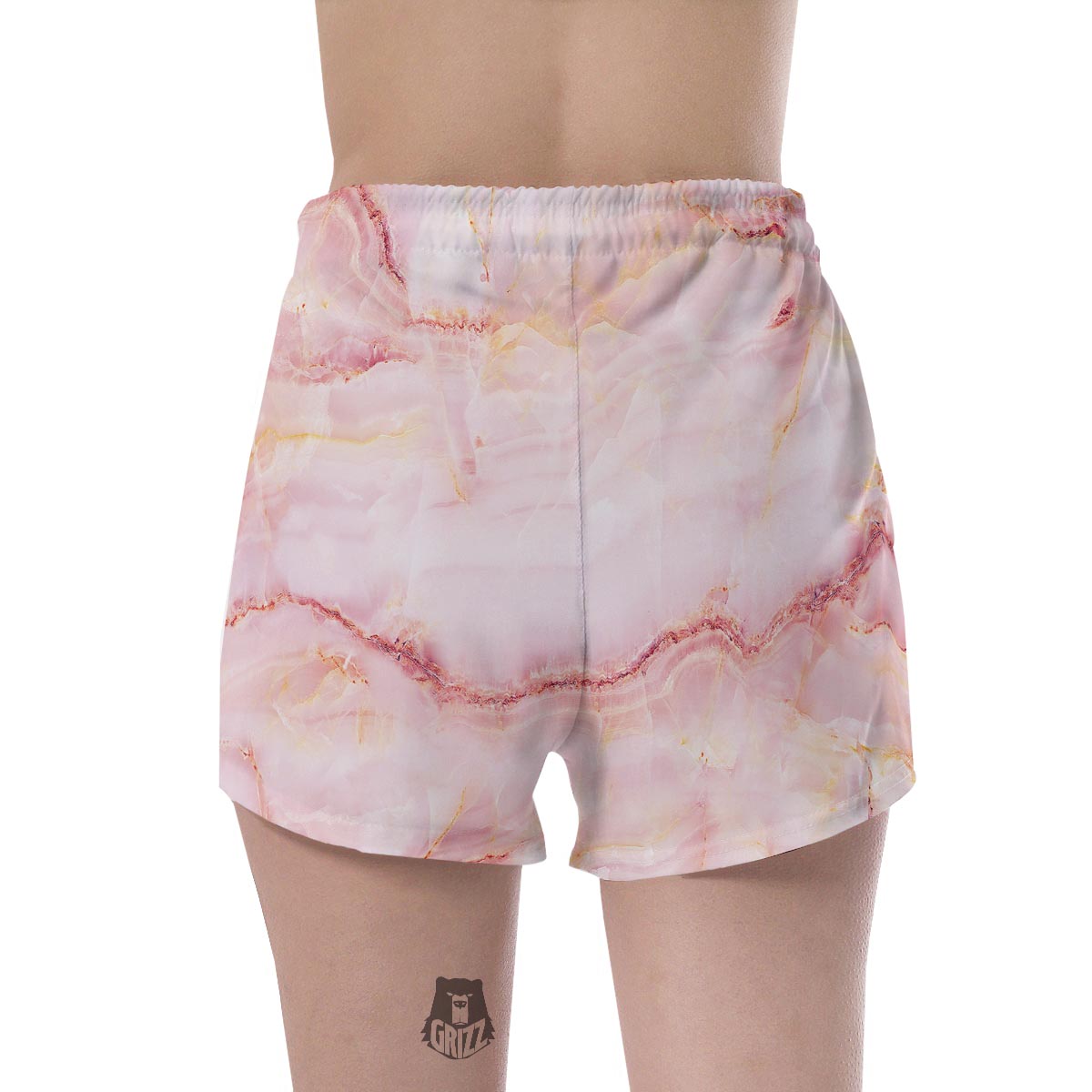 Natural Pink Marble Women's Shorts-grizzshop