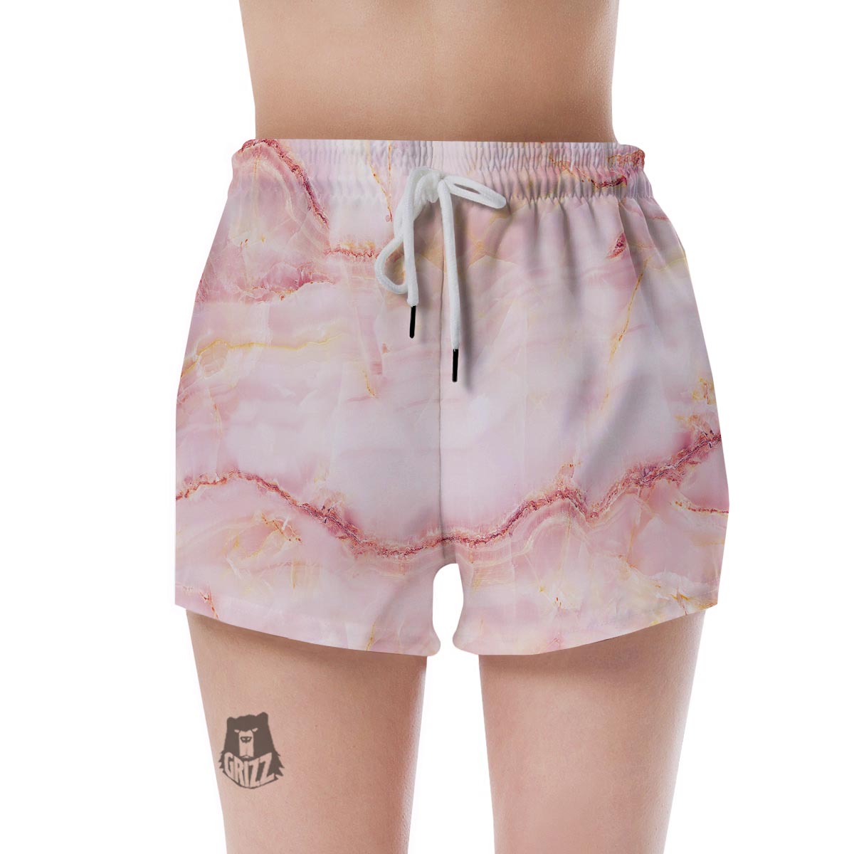 Natural Pink Marble Women's Shorts-grizzshop