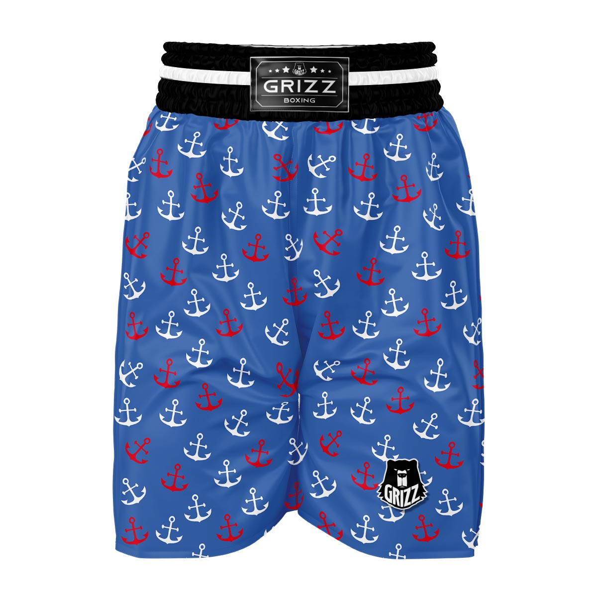 Nautical Anchor Pattern Print Boxing Shorts-grizzshop