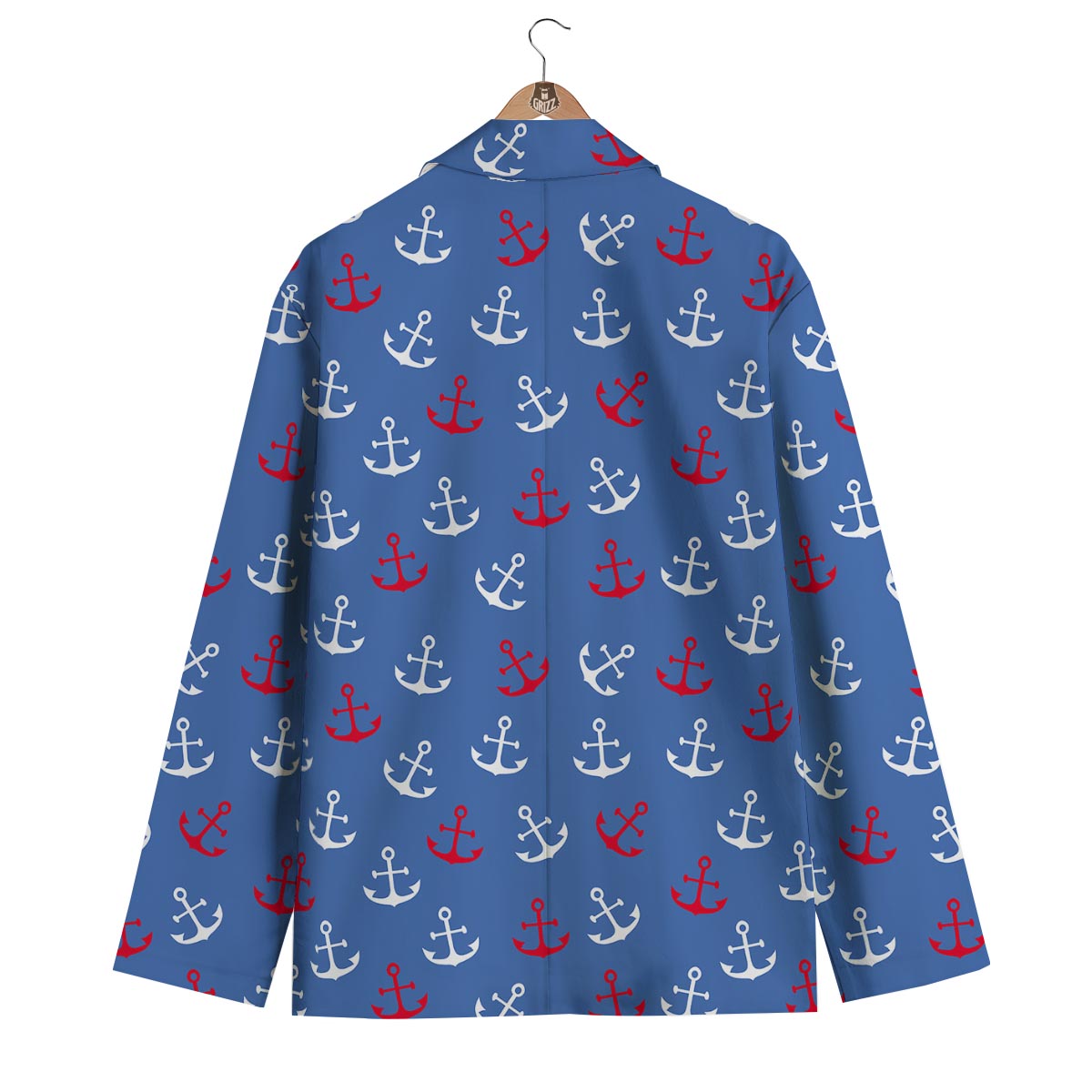 Nautical Anchor Pattern Print Men's Blazer-grizzshop