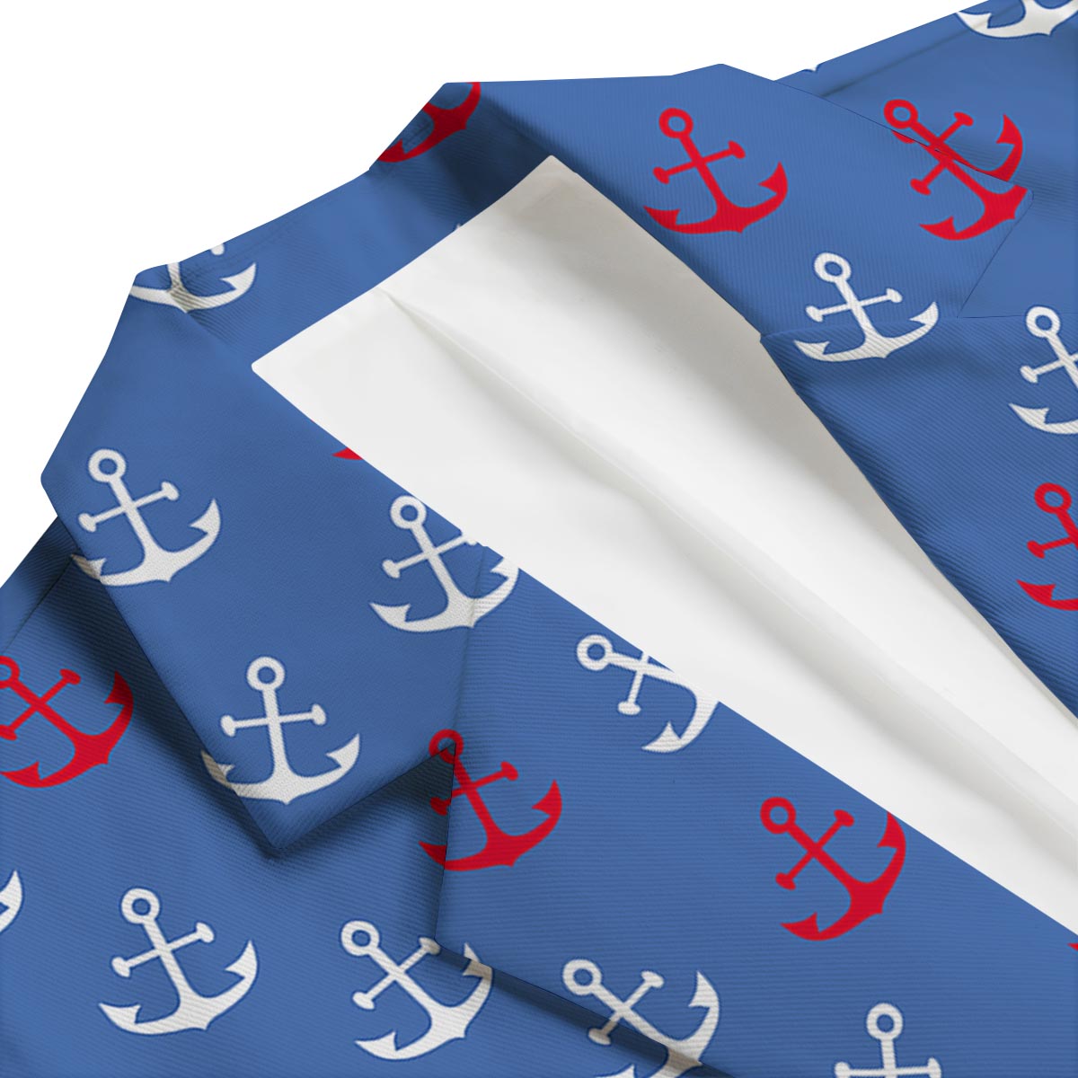 Nautical Anchor Pattern Print Men's Blazer-grizzshop