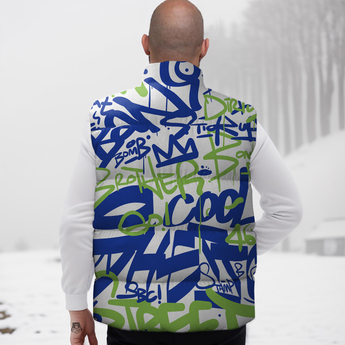Nautical Anchor Print Pattern Down Vest-grizzshop