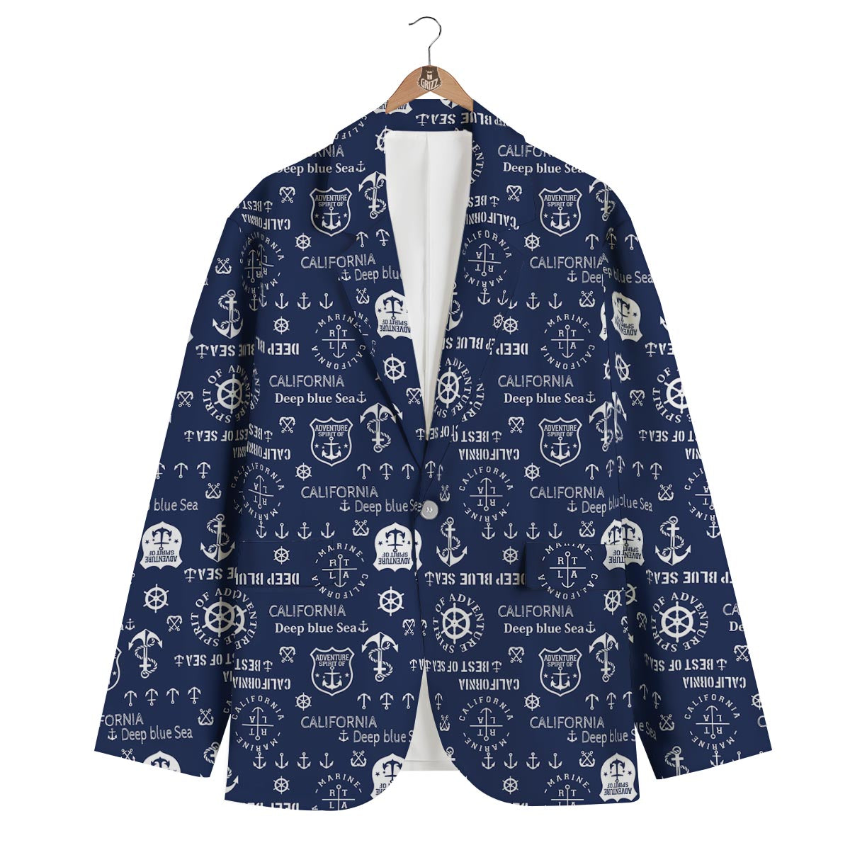 Nautical Anchor Print Pattern Men's Blazer-grizzshop