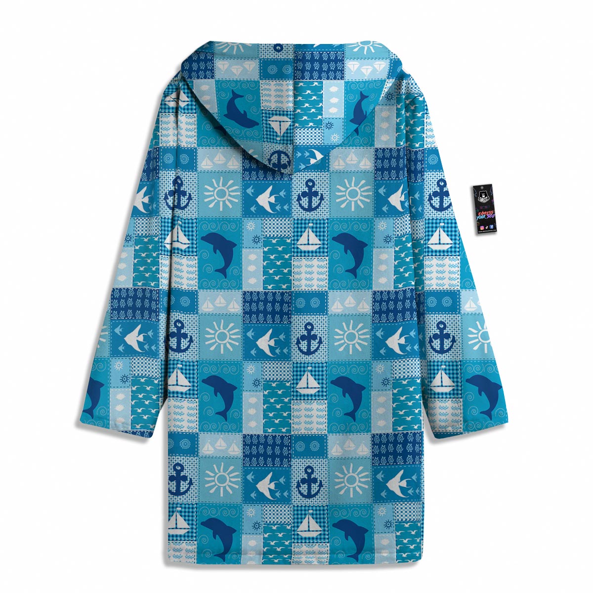 Nautical Sea Animal Patchwork Retro Print Pattern Men's Windbreaker Jacket-grizzshop