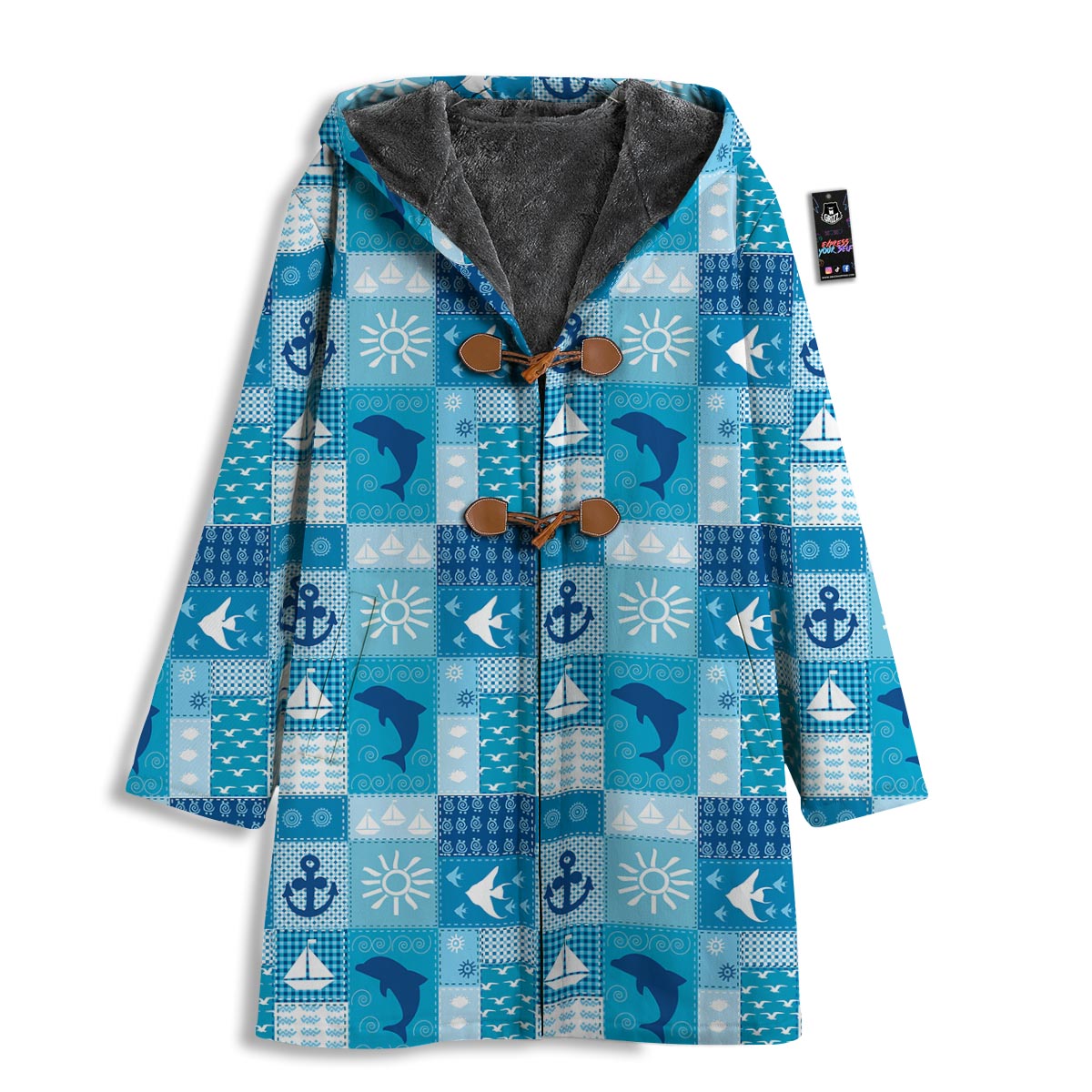 Nautical Sea Animal Patchwork Retro Print Pattern Men's Windbreaker Jacket-grizzshop