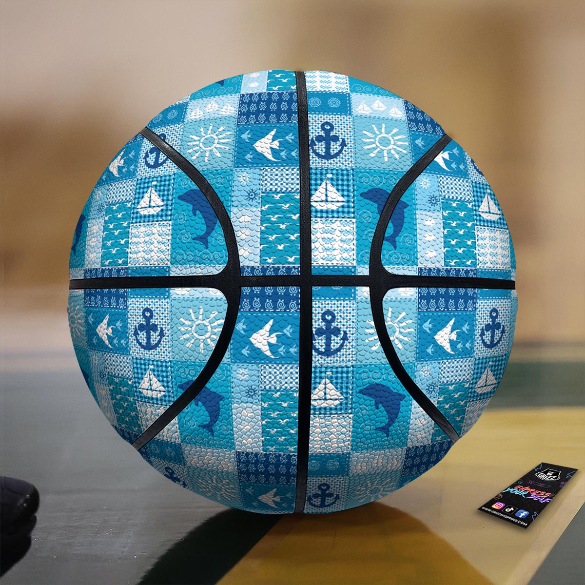 Navy Plaid And Blue Green Print Pattern Basketball