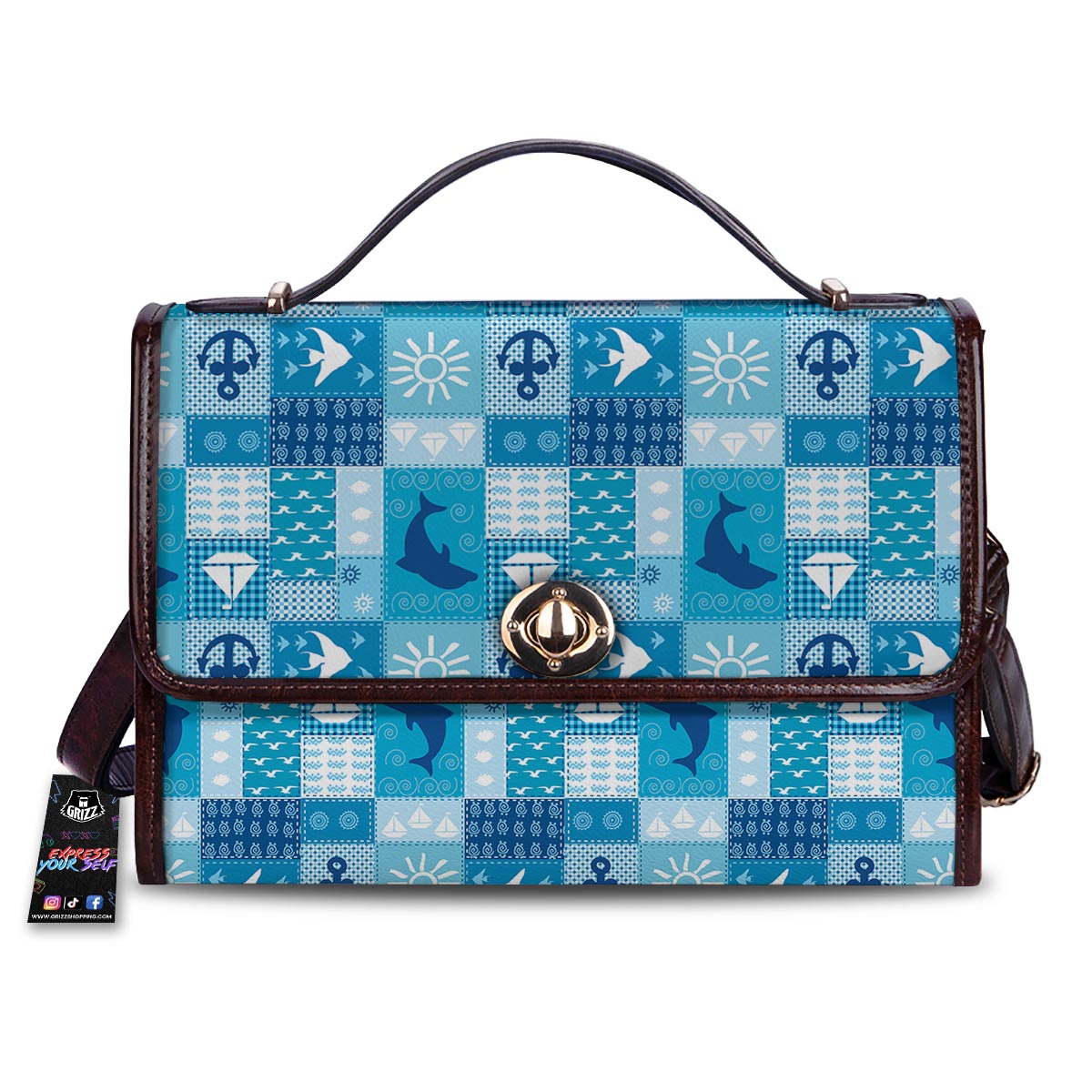 Nautical Sea Animal Patchwork Retro Print Pattern Women's Satchel Bag