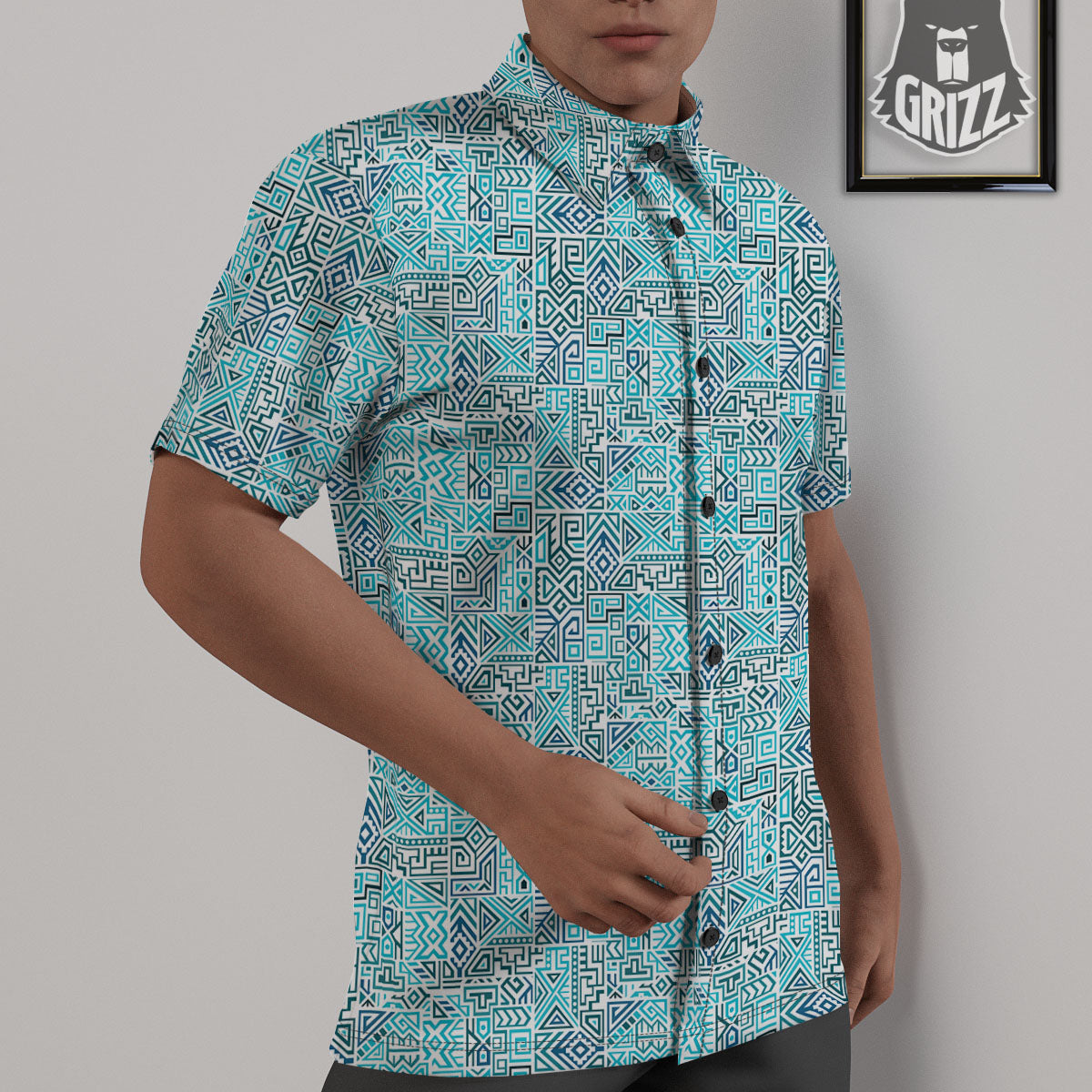 Navajo Ancient Geometric Print Untucked Shirts-grizzshop