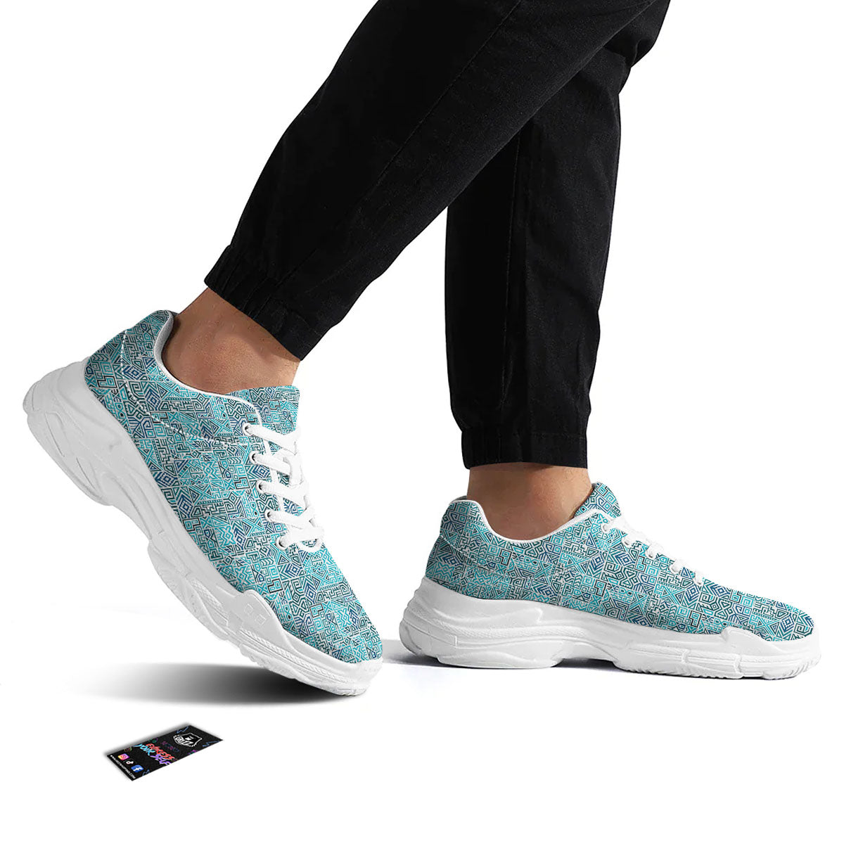 Navajo Ancient Geometric Print White Chunky Shoes-grizzshop