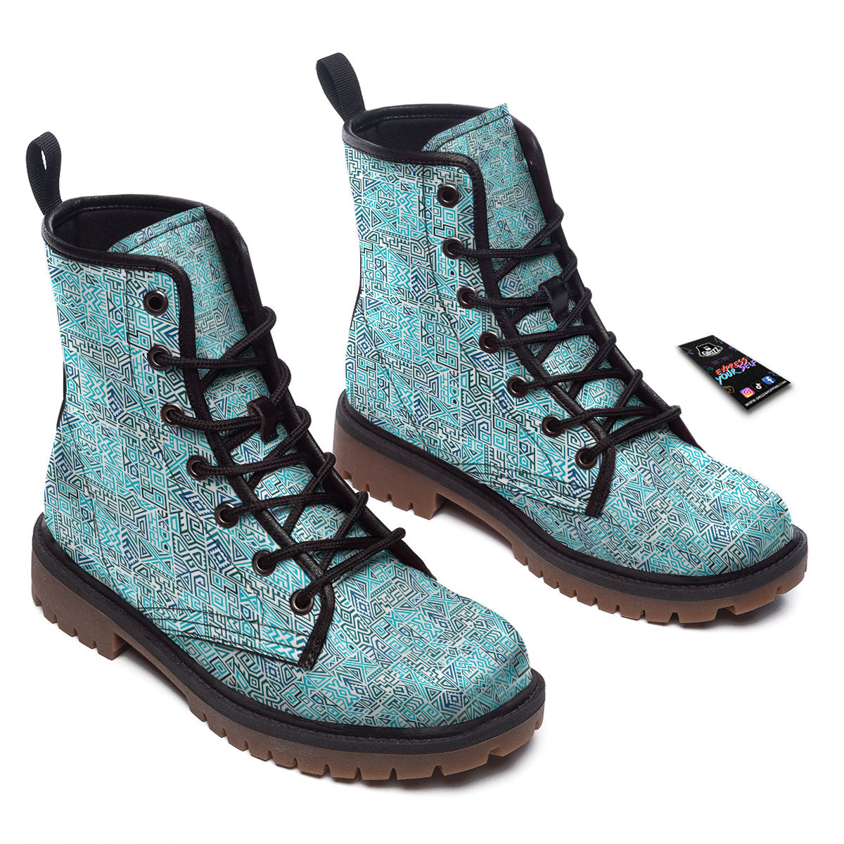 Navajo Ancient Geometric Print Work Boots-grizzshop