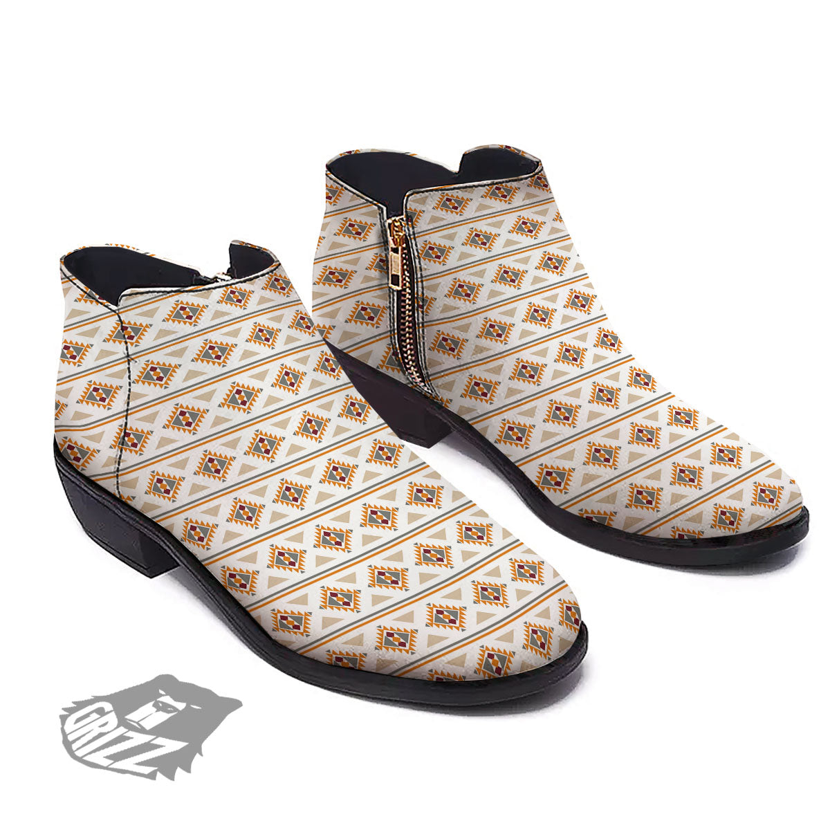 Navajo Ethnic Southwestern Print Pattern Ankle Boots-grizzshop