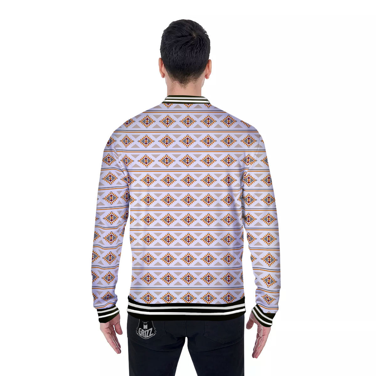 Navajo Ethnic Southwestern Print Pattern Baseball Jacket-grizzshop