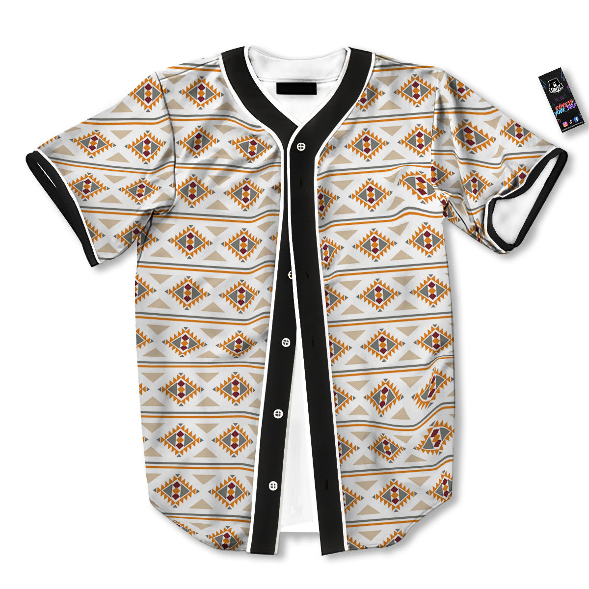Navajo Ethnic Southwestern Print Pattern Baseball Jersey-grizzshop