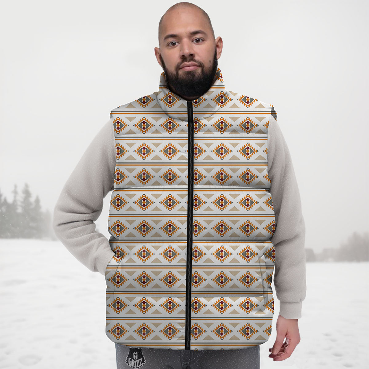 Navajo Ethnic Southwestern Print Pattern Down Vest