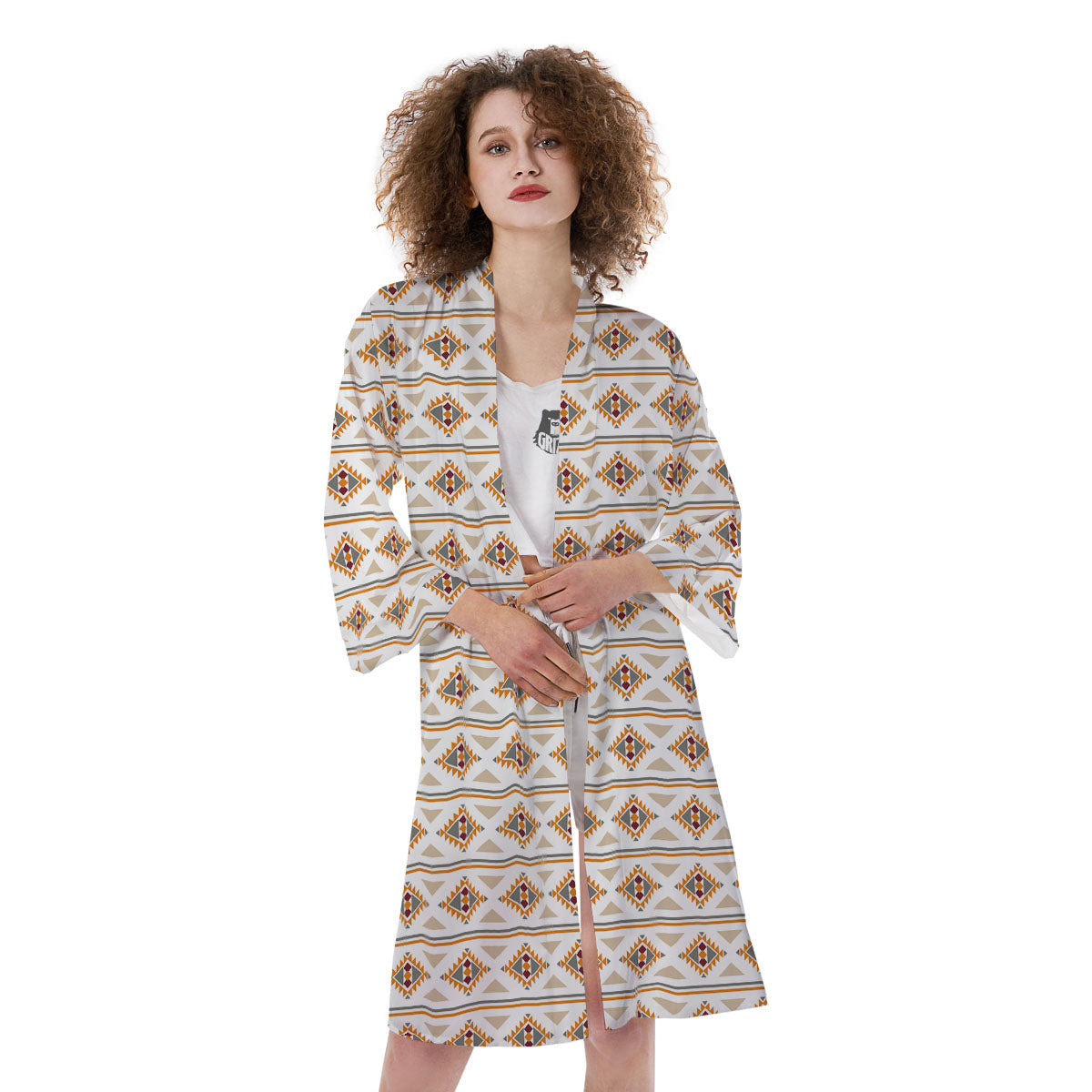 Navajo Ethnic Southwestern Print Pattern Kimono-grizzshop