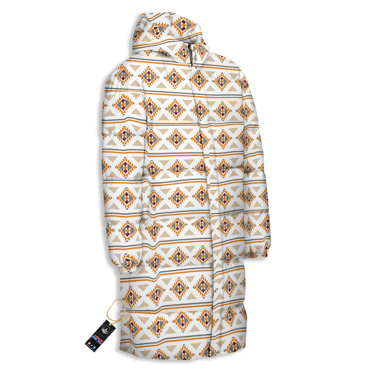 Navajo Ethnic Southwestern Print Pattern Long Down Jacket-grizzshop