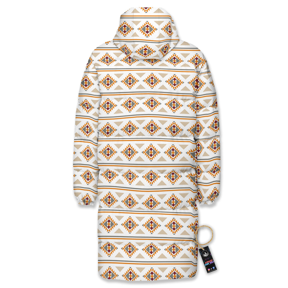 Navajo Ethnic Southwestern Print Pattern Long Down Jacket-grizzshop