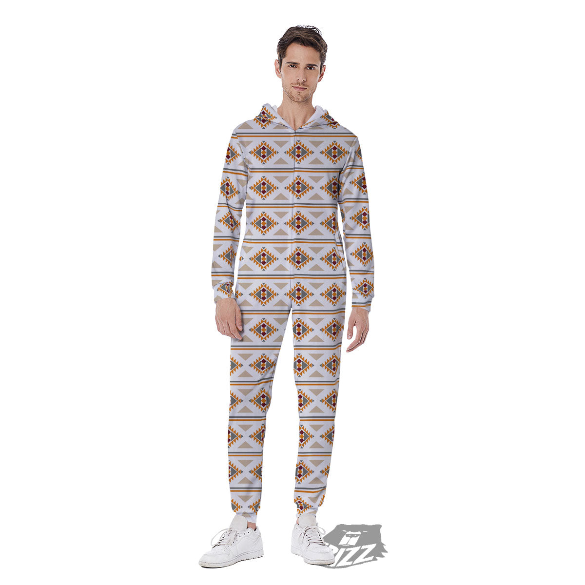 Navajo Ethnic Southwestern Print Pattern Men's Jumpsuit-grizzshop