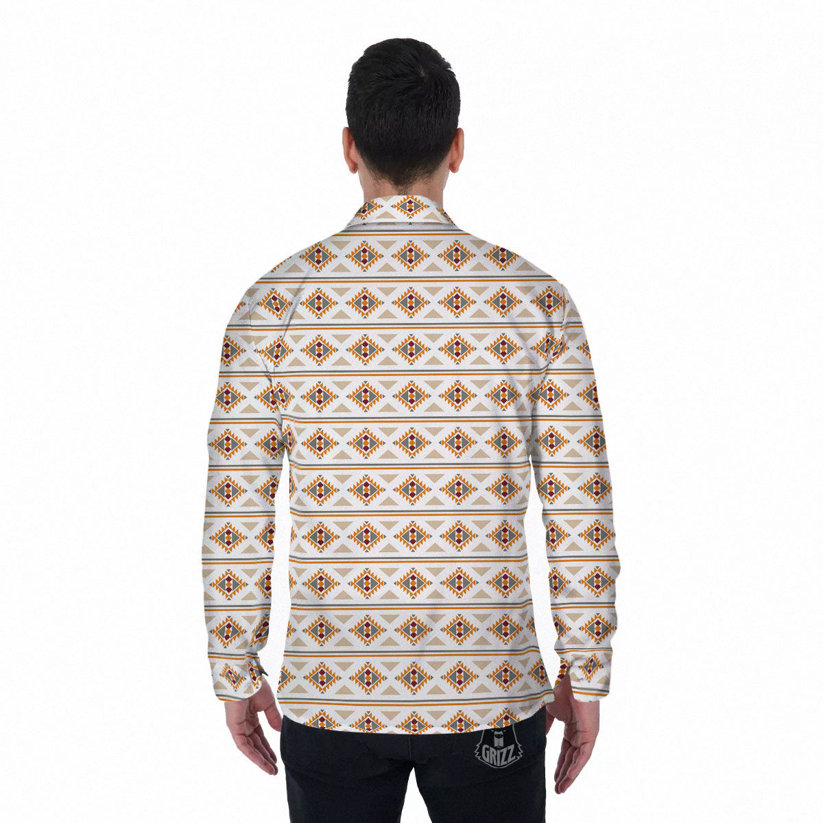 Navajo Ethnic Southwestern Print Pattern Men's Long Sleeve Shirts-grizzshop
