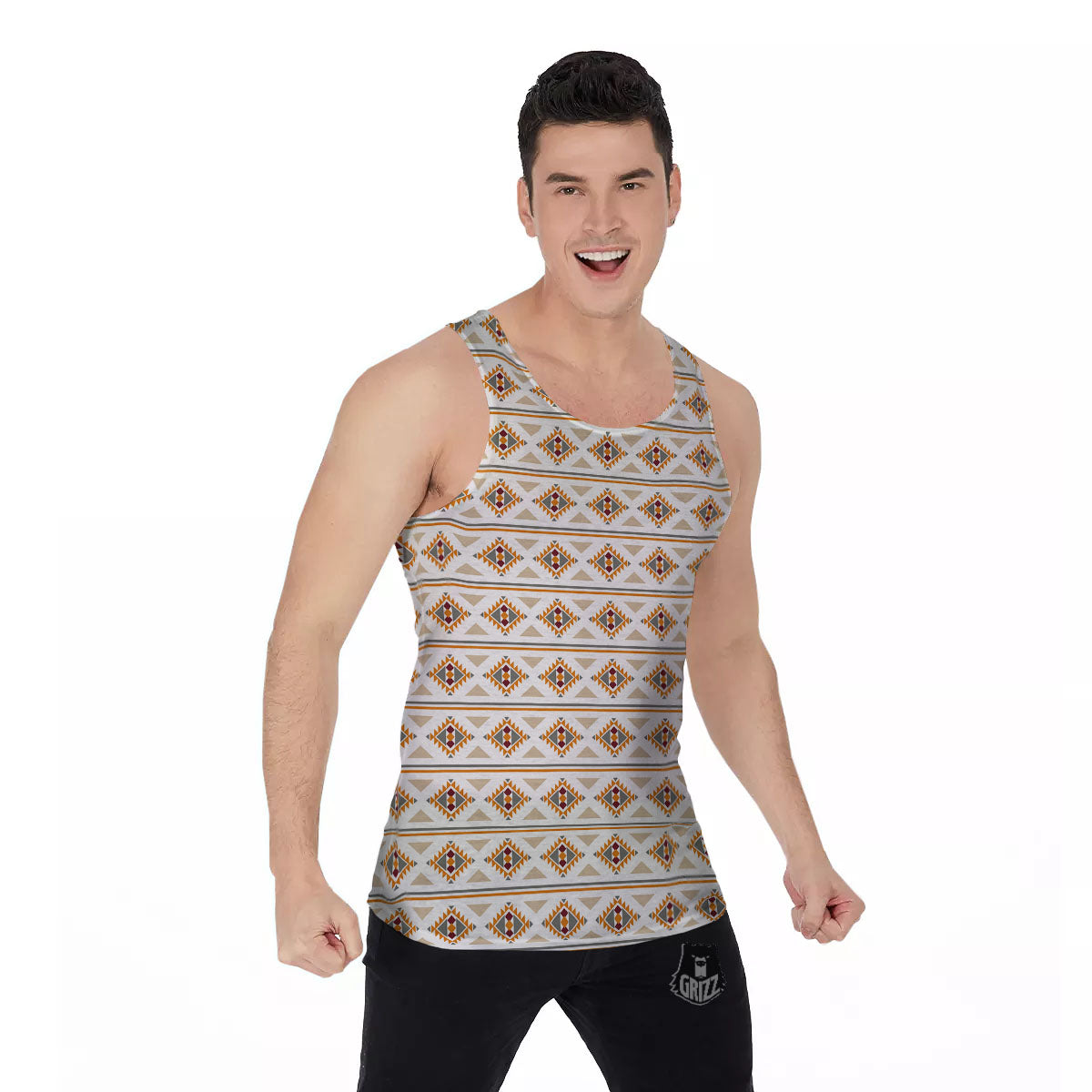 Navajo Ethnic Southwestern Print Pattern Men's Tank Top-grizzshop