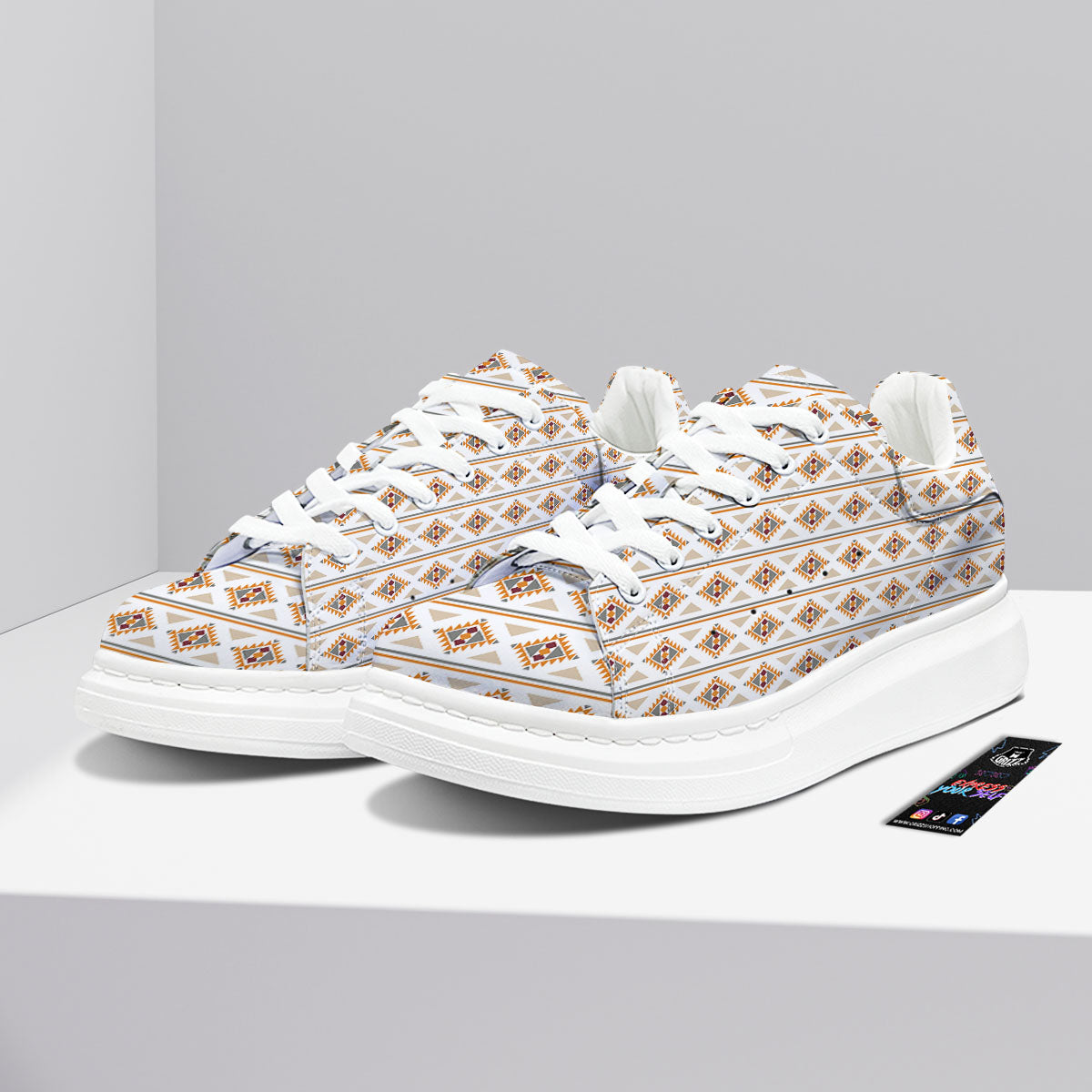 Navajo Ethnic Southwestern Print Pattern Platform Shoes-grizzshop