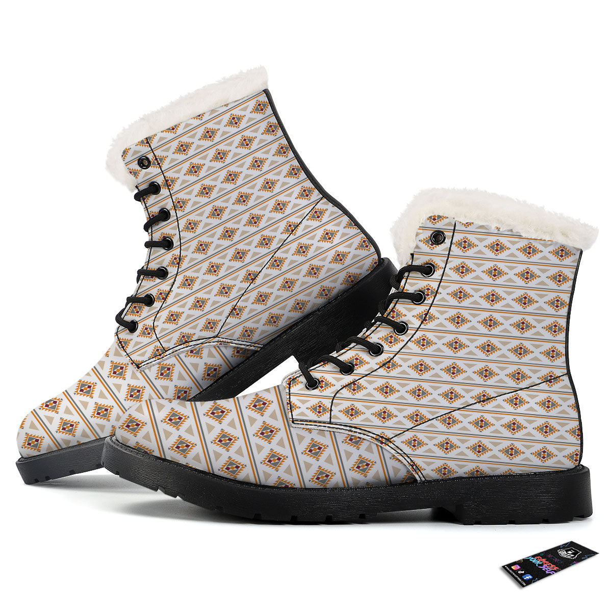 Navajo Ethnic Southwestern Print Pattern Winter Boots-grizzshop