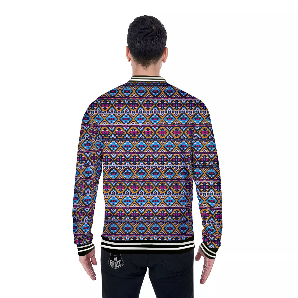 Navajo Geometric Ethnic Print Pattern Baseball Jacket-grizzshop