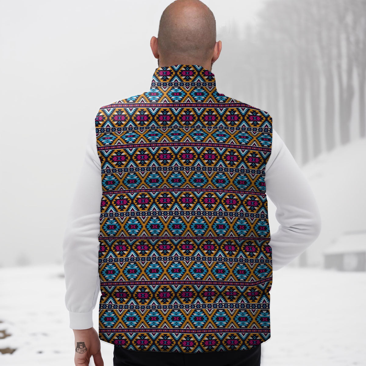 Navajo Geometric Ethnic Print Pattern Down Vest