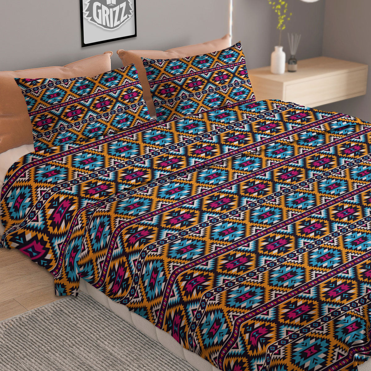 Navajo Geometric Ethnic Print Pattern Duvet Cover Bedding Set