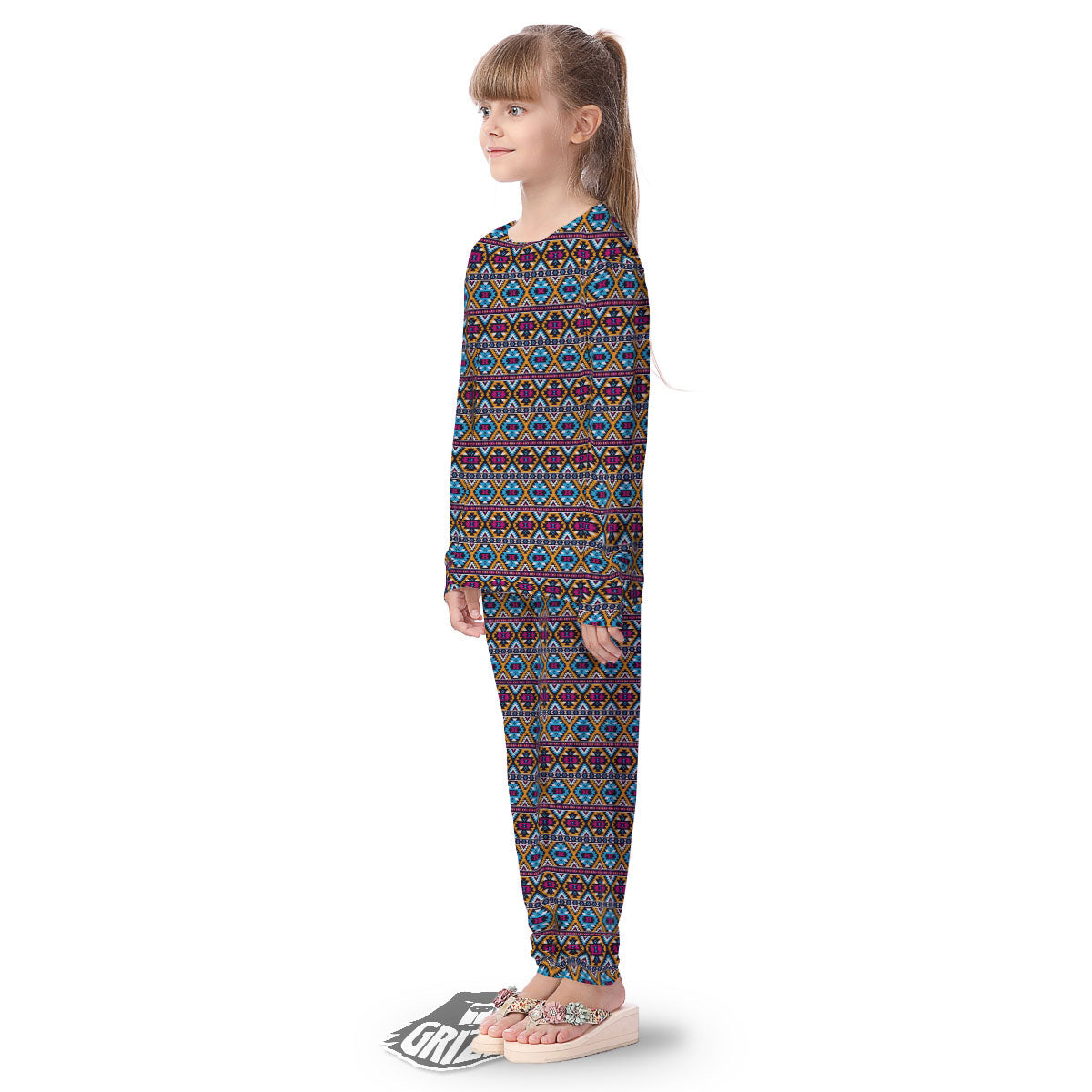 Navajo Geometric Ethnic Print Pattern Kid's Pajamas-grizzshop