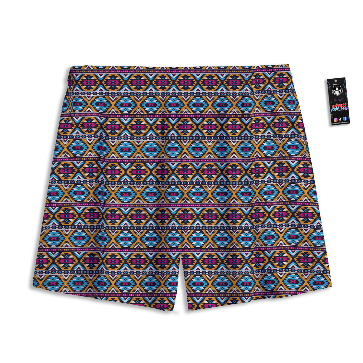 Navajo Geometric Ethnic Print Pattern Mesh Shorts