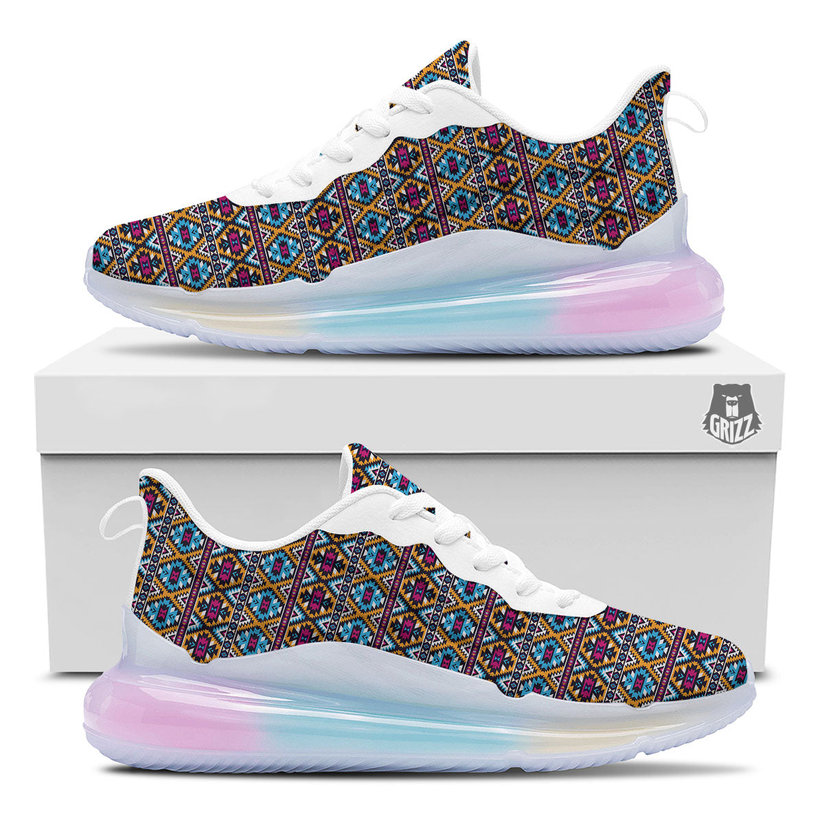Navajo Geometric Ethnic Print Pattern Running Sneakers-grizzshop
