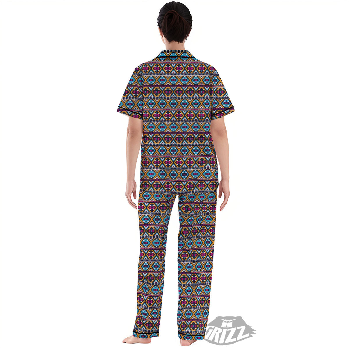 Navajo Geometric Ethnic Print Pattern Women's Pajamas Set-grizzshop