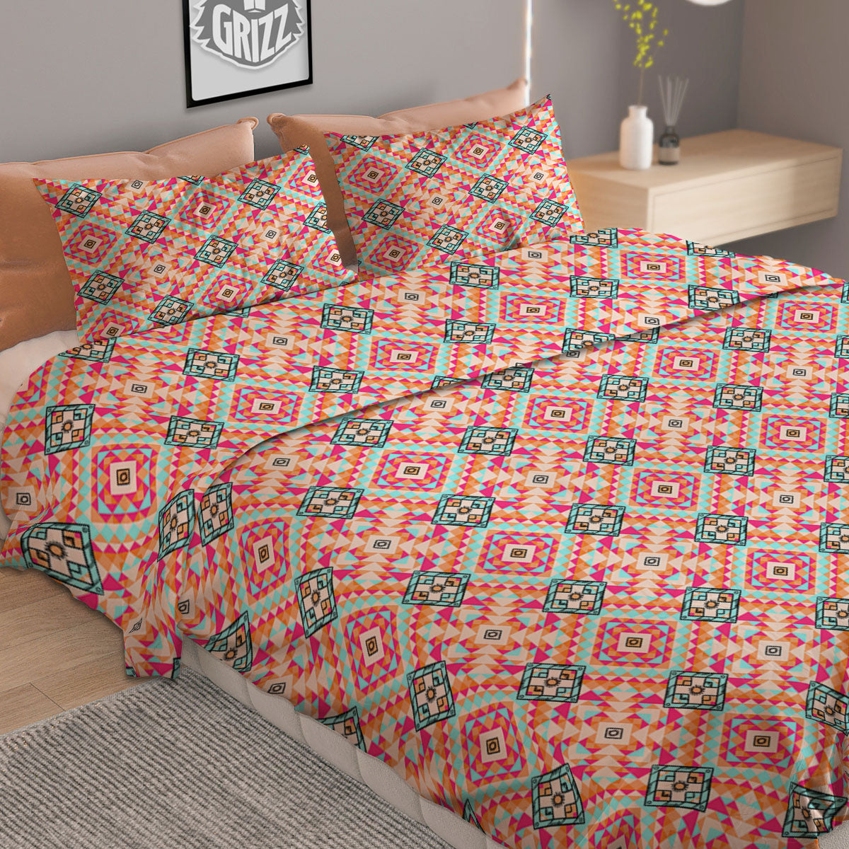 Navajo Geometric Native Print Duvet Cover Bedding Set
