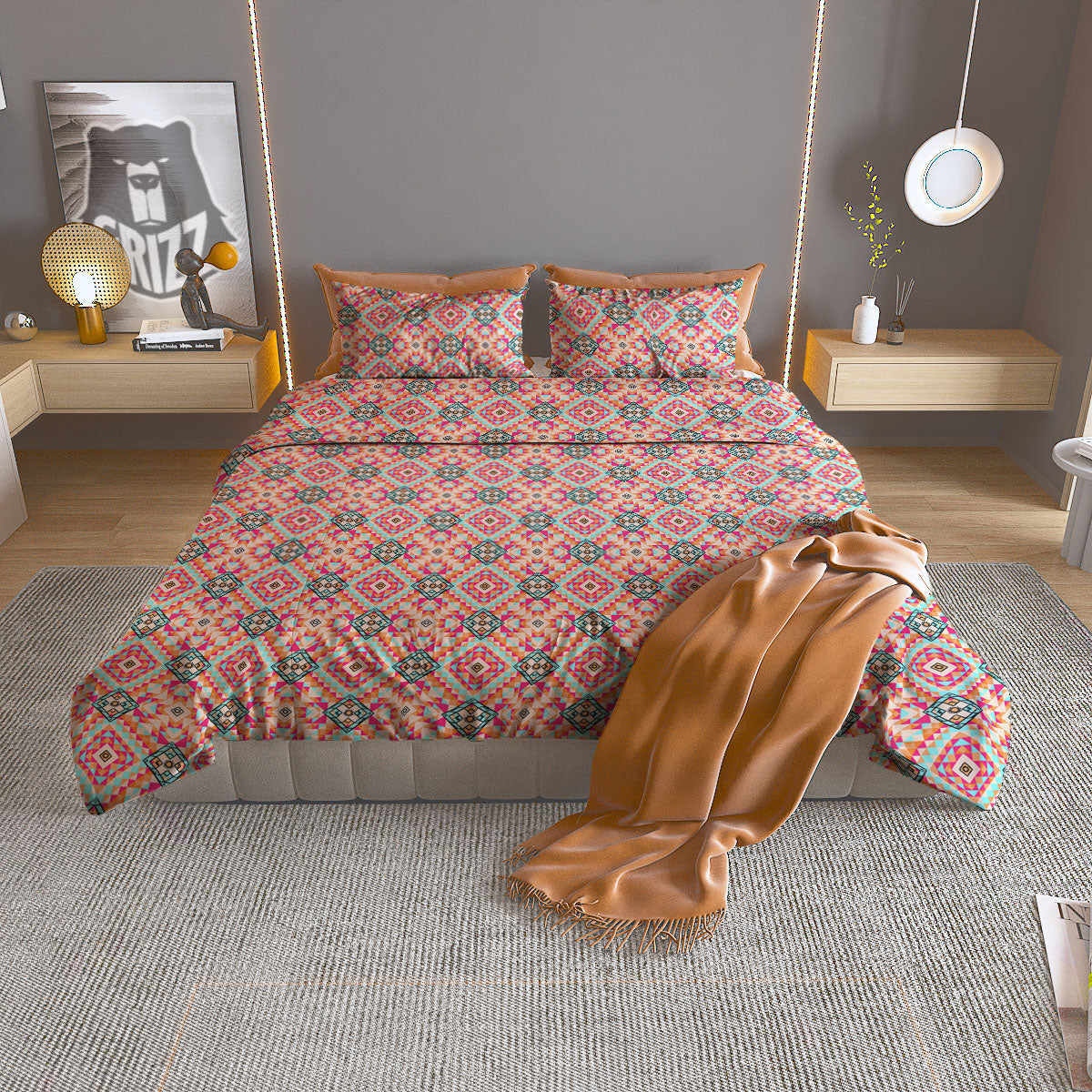 Navajo Geometric Native Print Duvet Cover Bedding Set