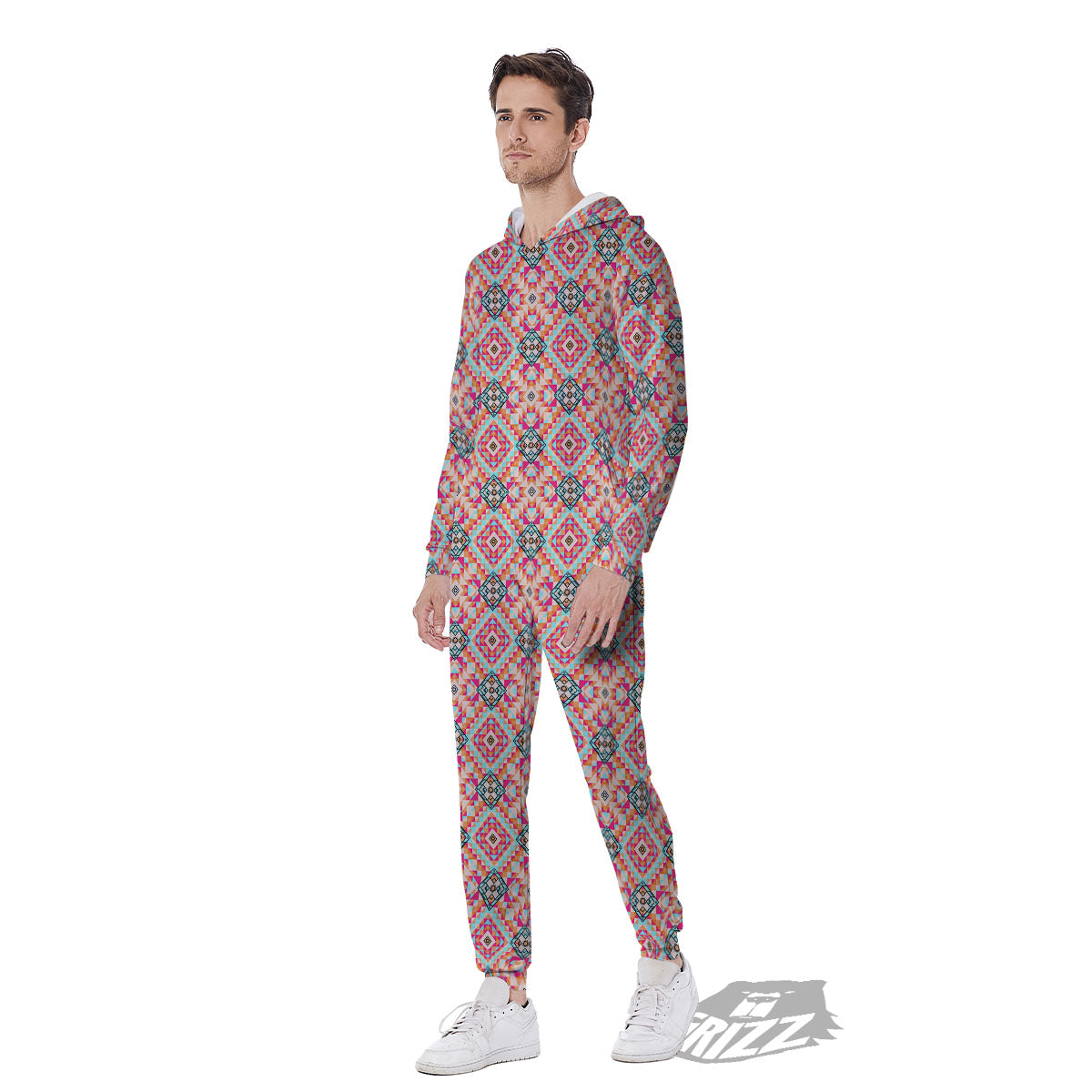 Navajo Geometric Native Print Men's Jumpsuit-grizzshop