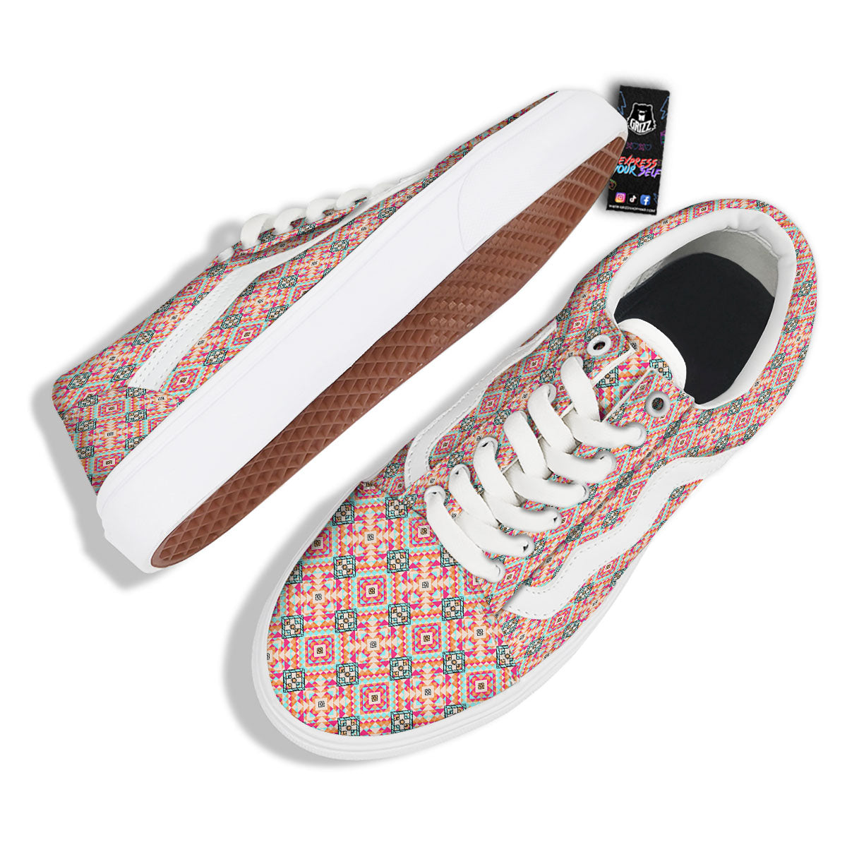 Navajo Geometric Native Print Skate Shoes-grizzshop