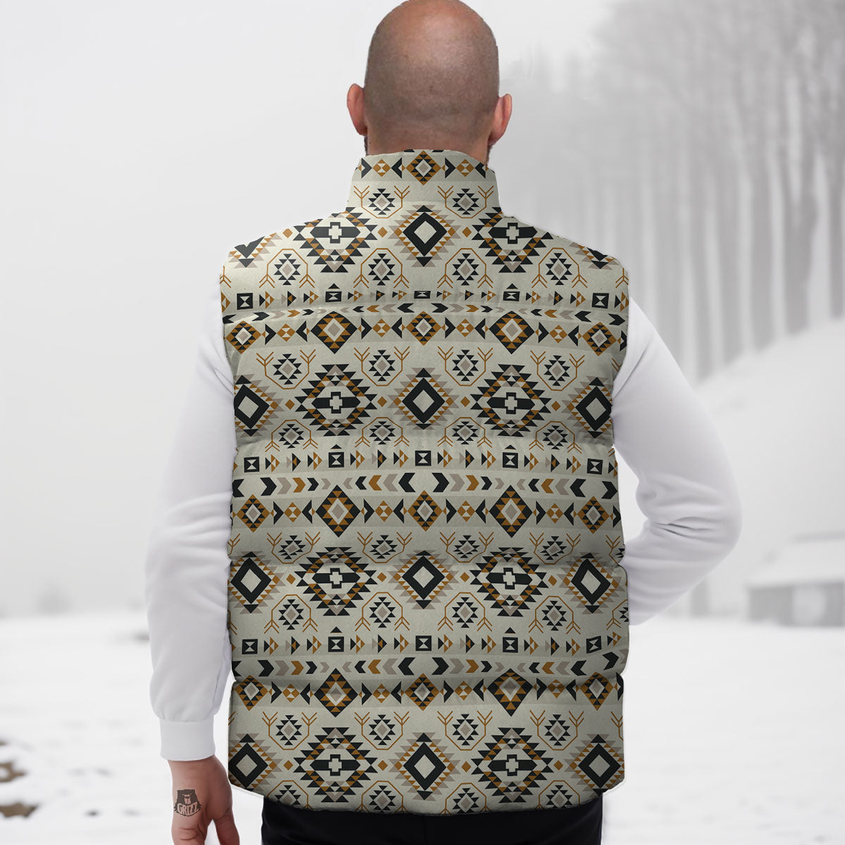 Navajo Geometric Style Print Pattern Down Vest