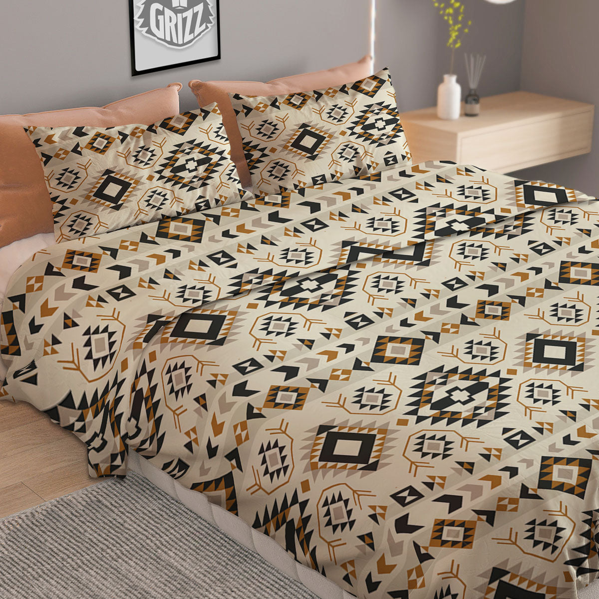 Navajo Geometric Style Print Pattern Duvet Cover Bedding Set