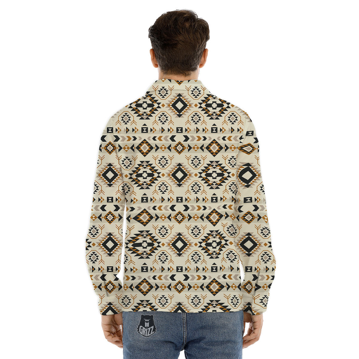 Navajo Geometric Style Print Pattern Men's Dress Shirts-grizzshop