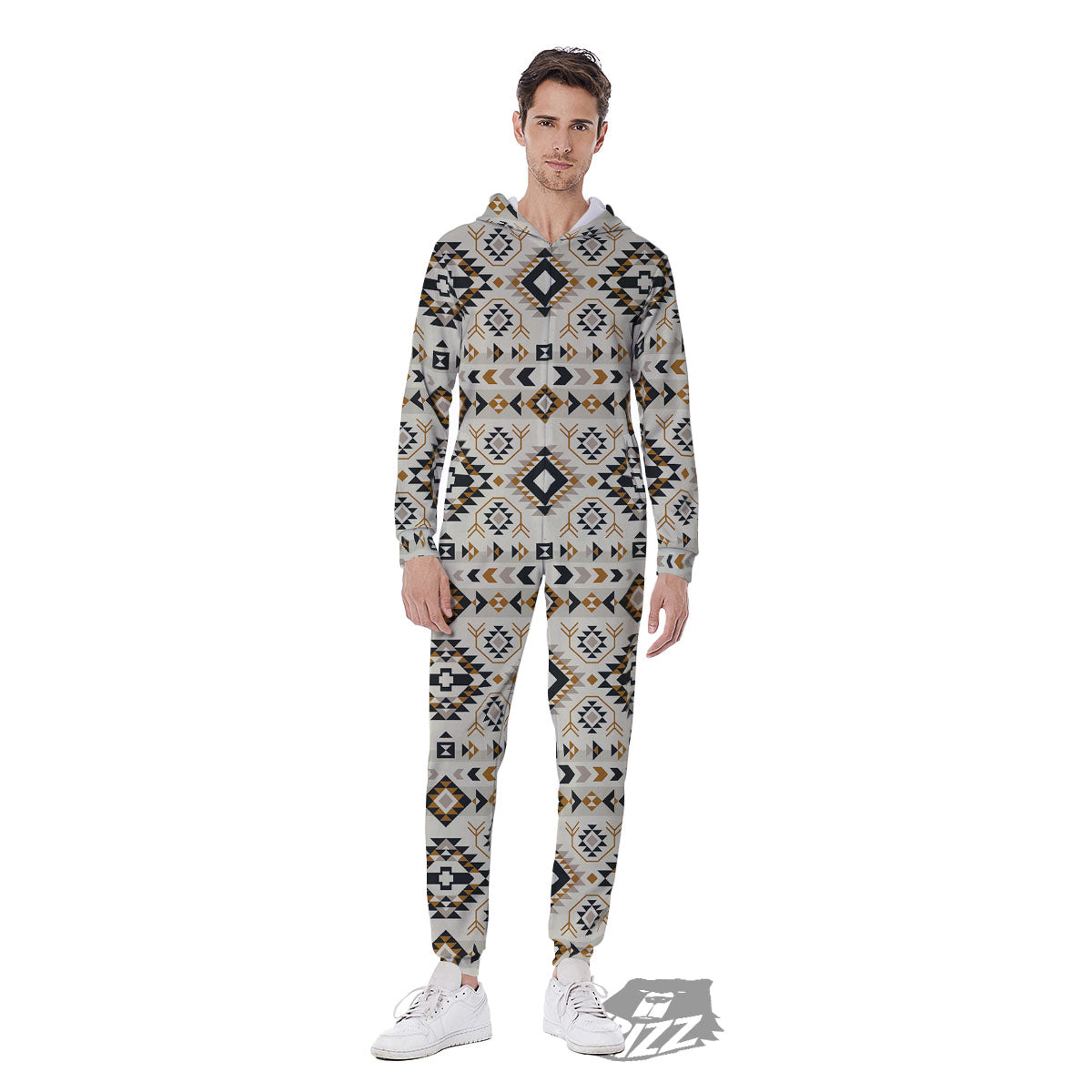 Navajo Geometric Style Print Pattern Men's Jumpsuit-grizzshop