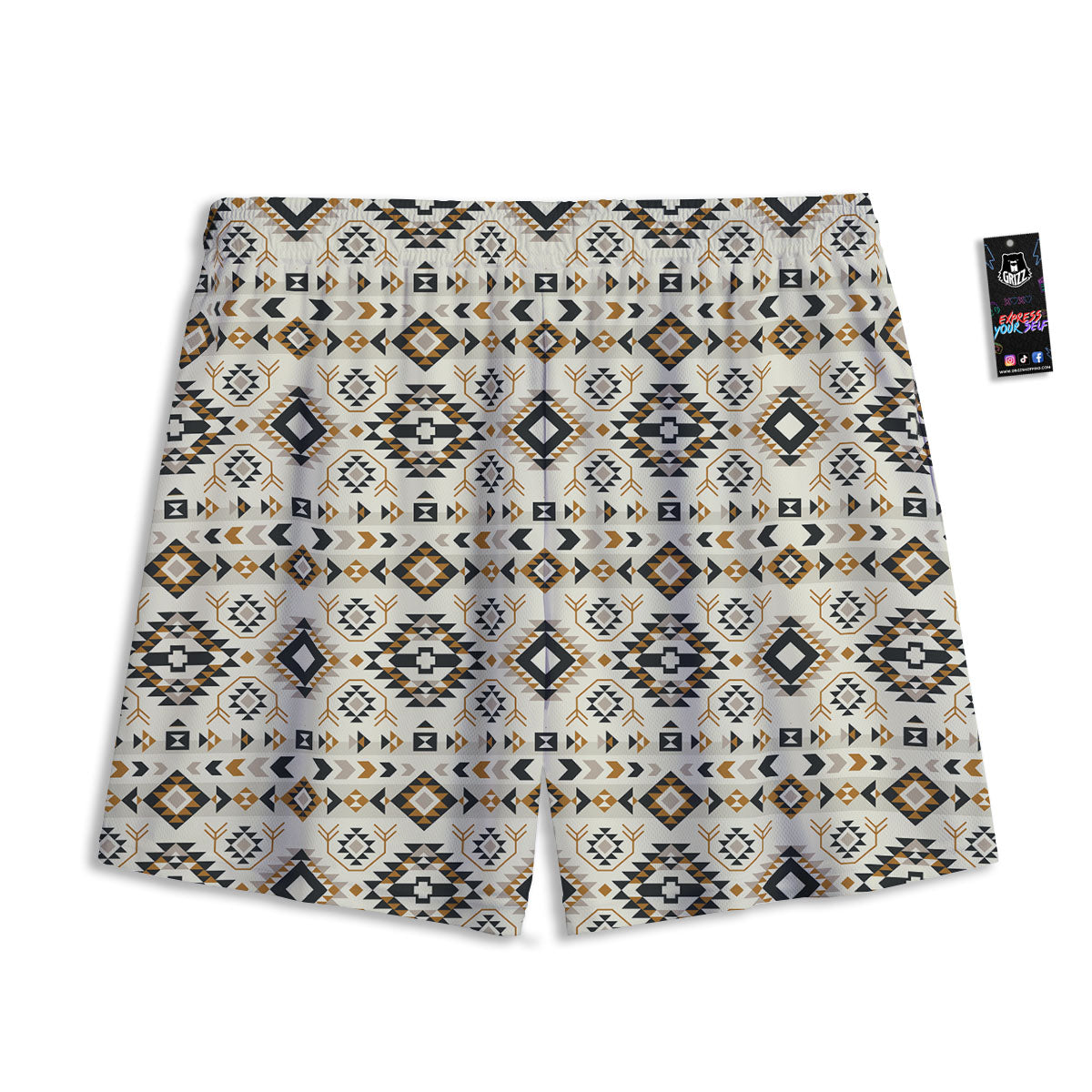Navajo Geometric Style Print Pattern Mesh Shorts