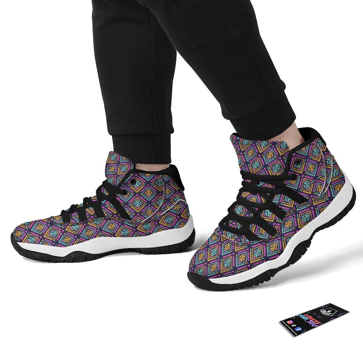 Navajo Indians Aztec Tribal Native American Print Black Bball Shoes-grizzshop
