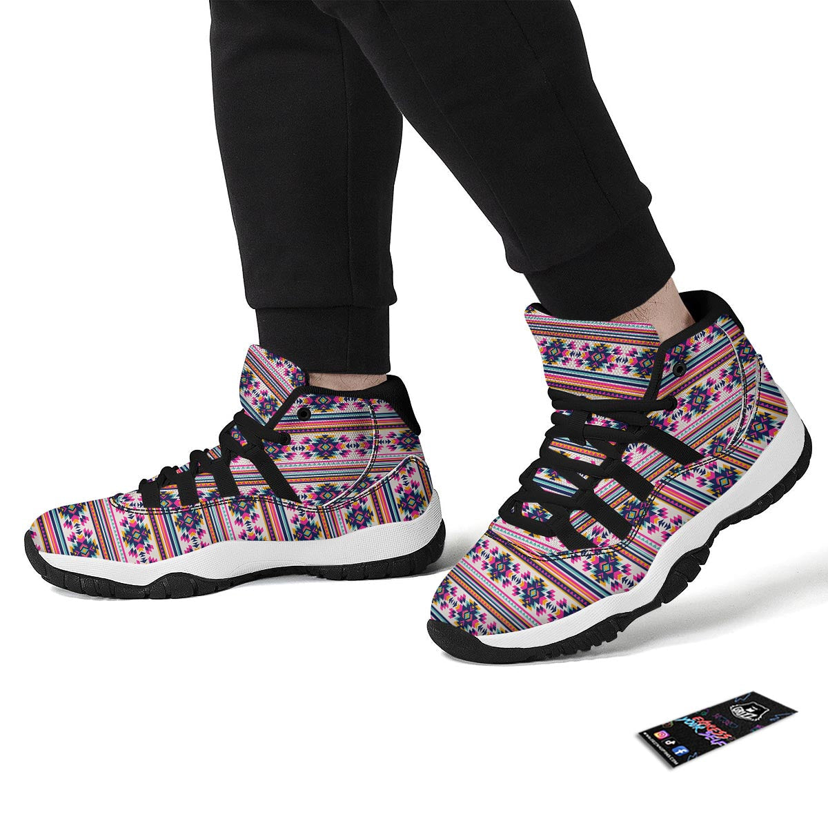 Navajo Native American Indians Aztec Tribal Print Black Bball Shoes-grizzshop